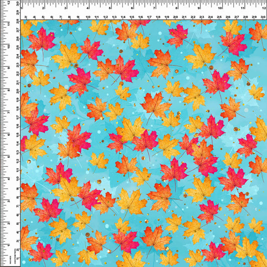 R117 Falling into Fall - Falling Leaves Aqua