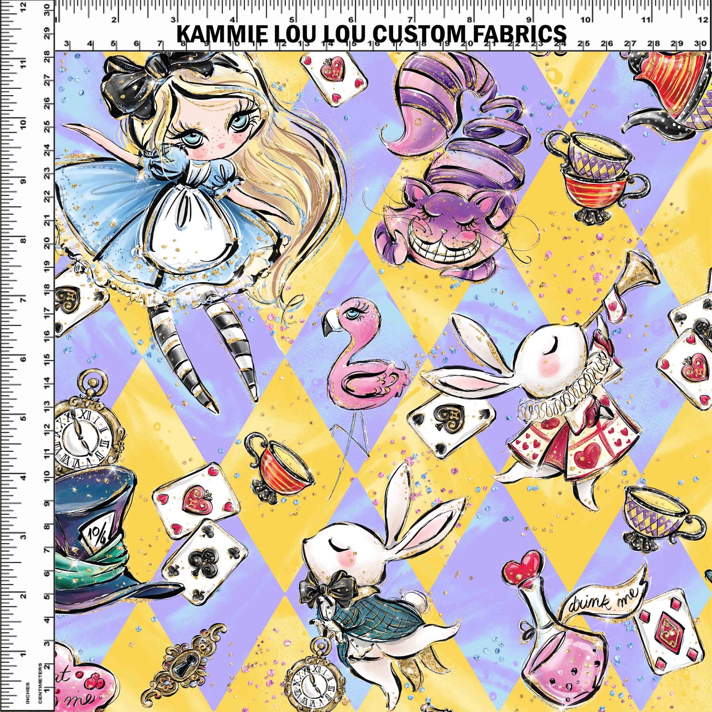 R107 Wonderland Tea Party - Main Toss - Yellow Harlequin