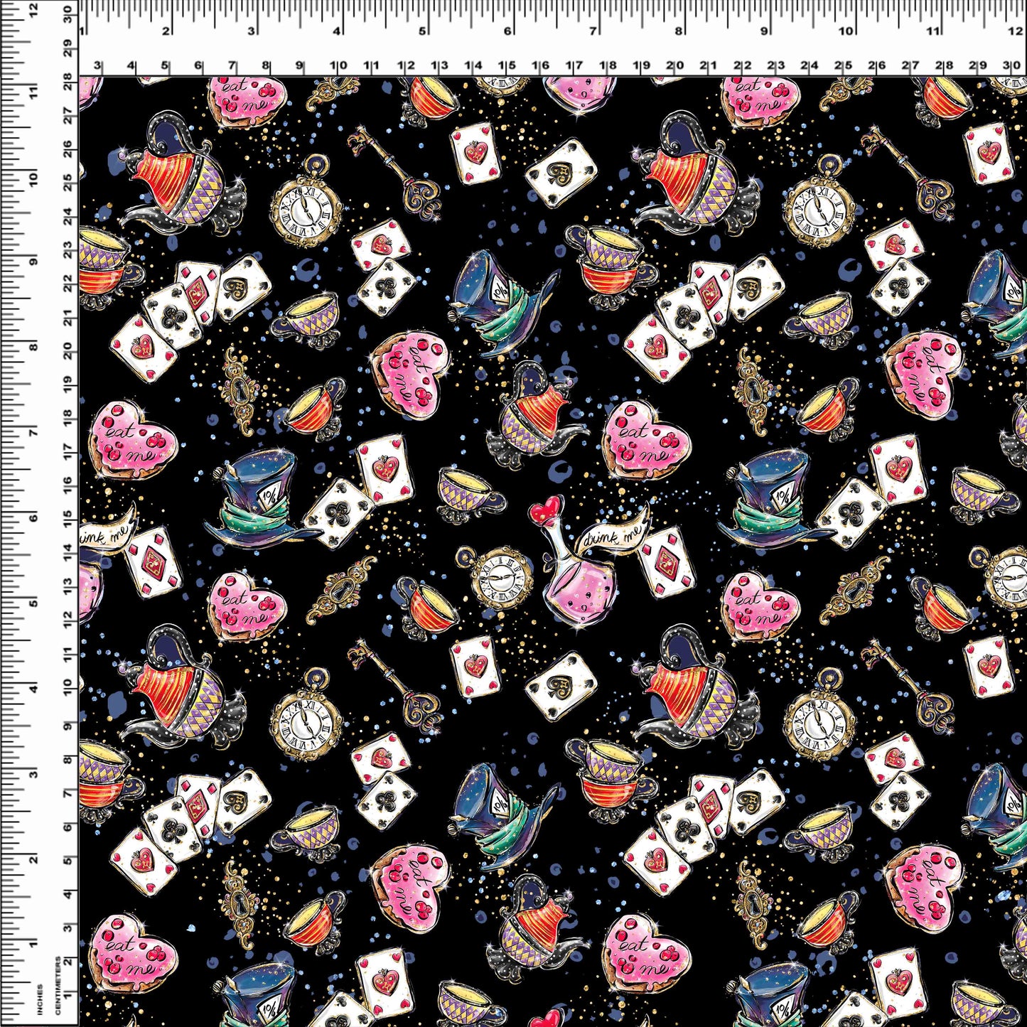 R107 Wonderland Tea Party - Black toss