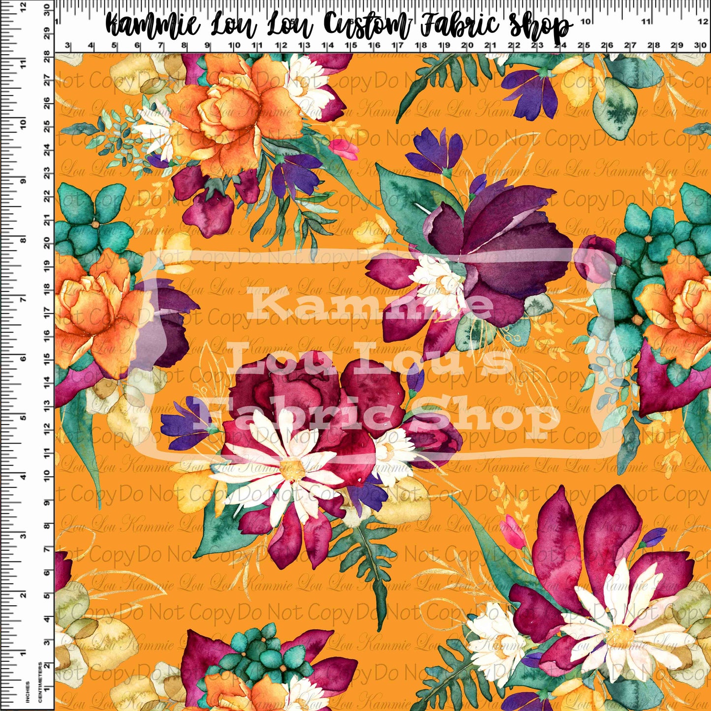 R127 : Winter Florals - Main Floral - Golden