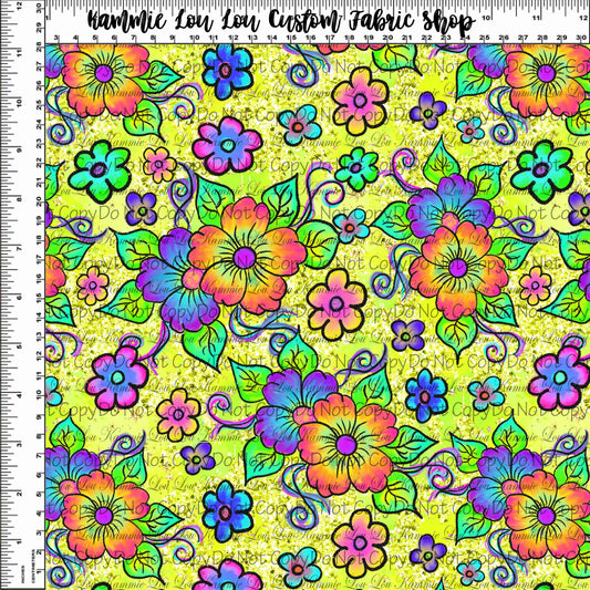 Kissed by a Frog - Floral - LIME - Regular Scale