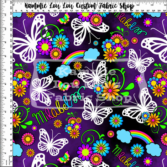 R111 : La Familia - Butterflies & Flowers - Purple