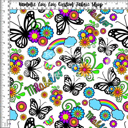 R111 : La Familia - Butterflies & Flowers - White