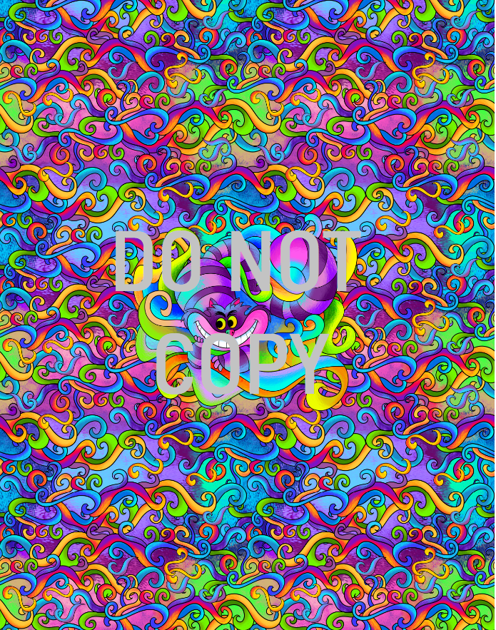 R115 Psychedelic Tea Party - Panel - ADULT - Crazy Cat