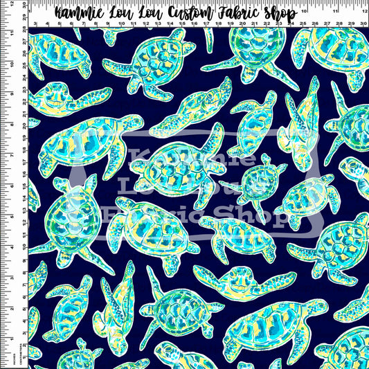 R116 Lillie 2022 - Turtles - Aqua on Navy