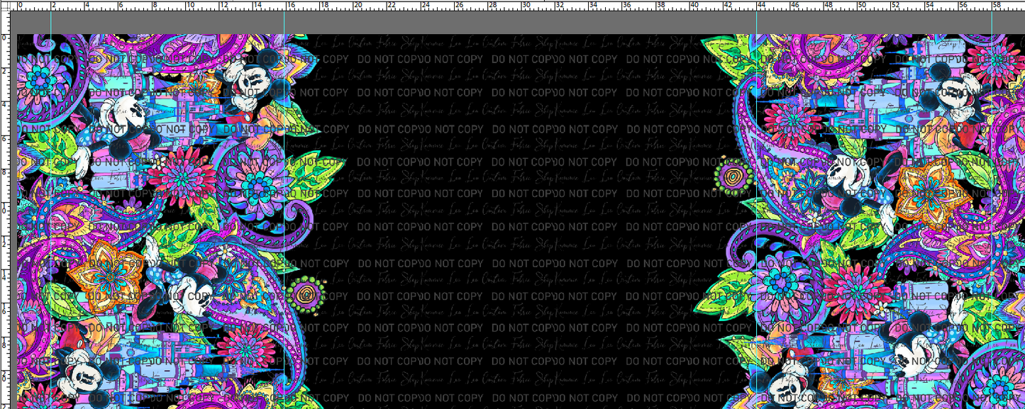 Paisley Mouse - Double Border - BLACK