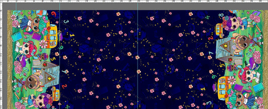 R117 Back to School - Dollhouse Collection - Double Border - Navy