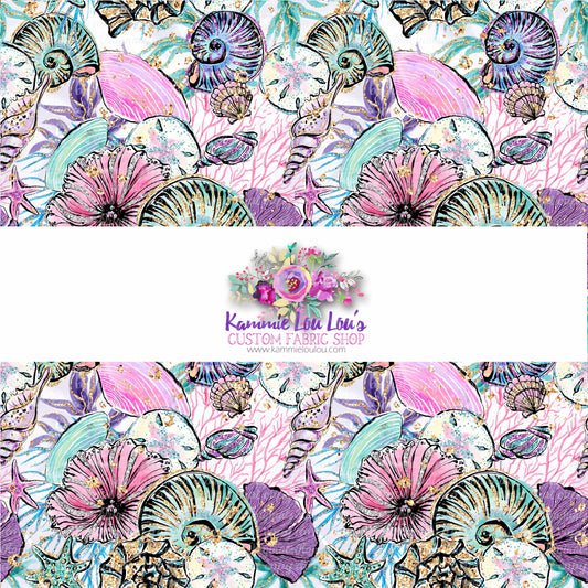 R118 Queen of the Sea - Glitter Sea Shells - WHITE