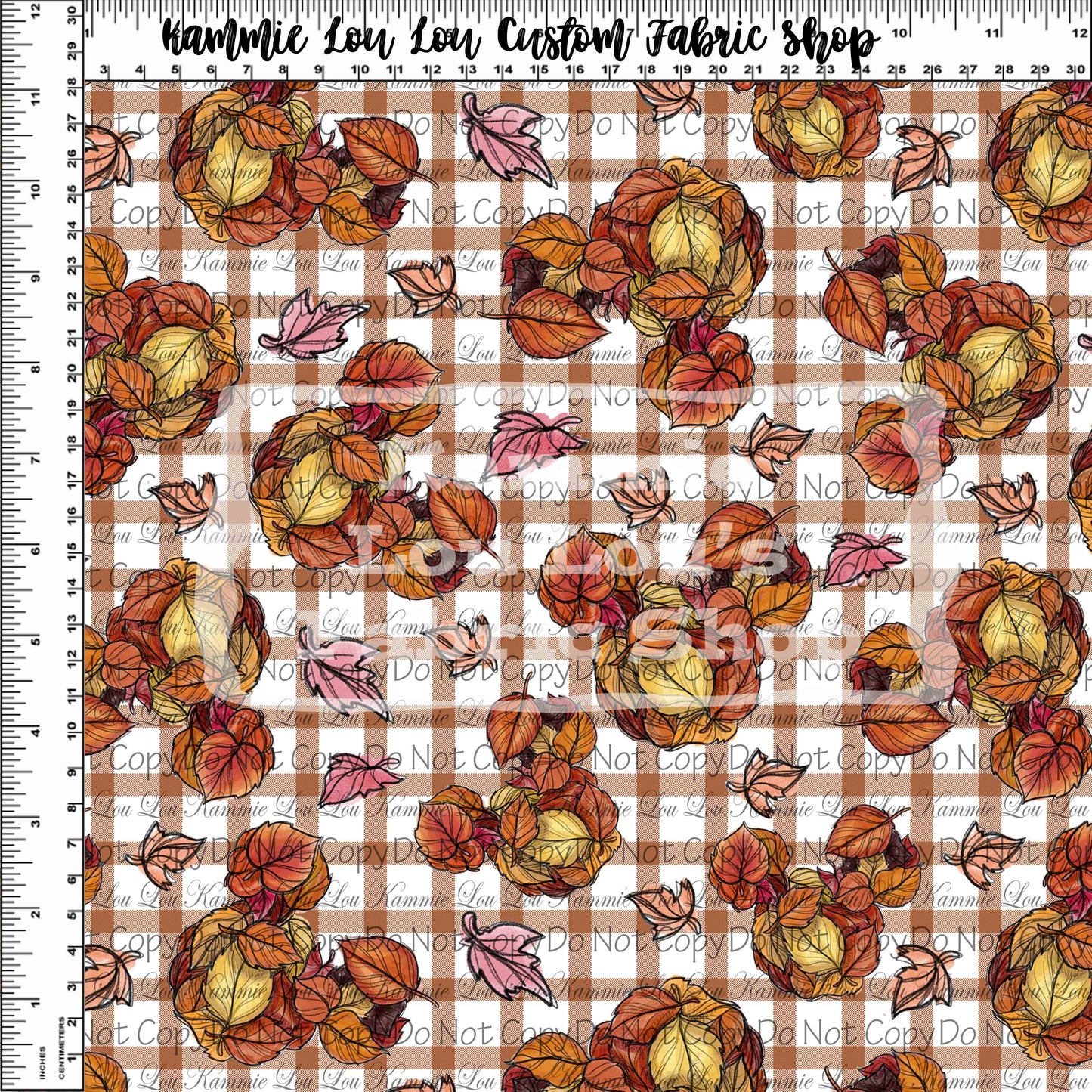 R120 Friendsgiving - Leaf Silhouettes on Plaid - Regular Scale