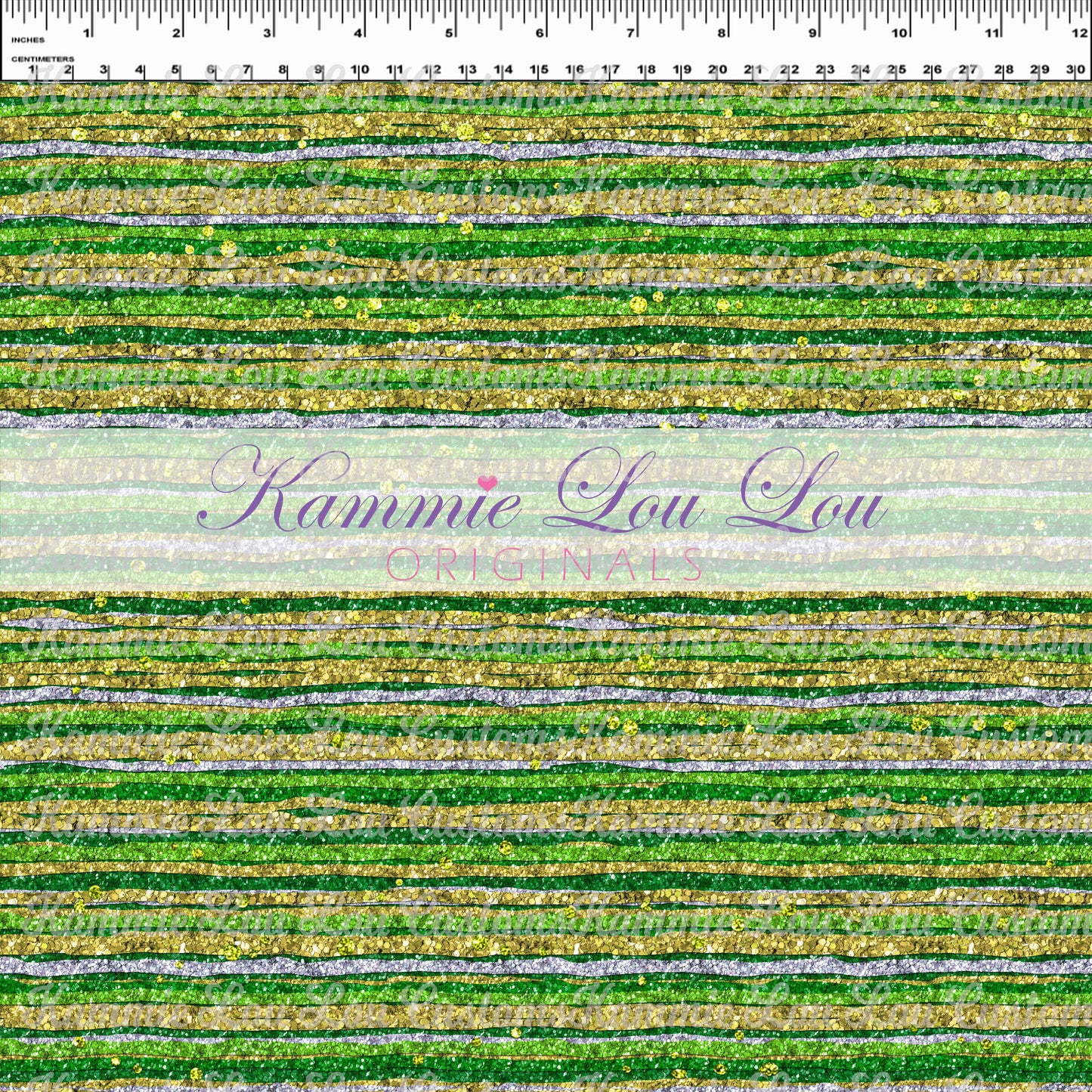 R124 - Wildflowers - Glitter Green Stripes