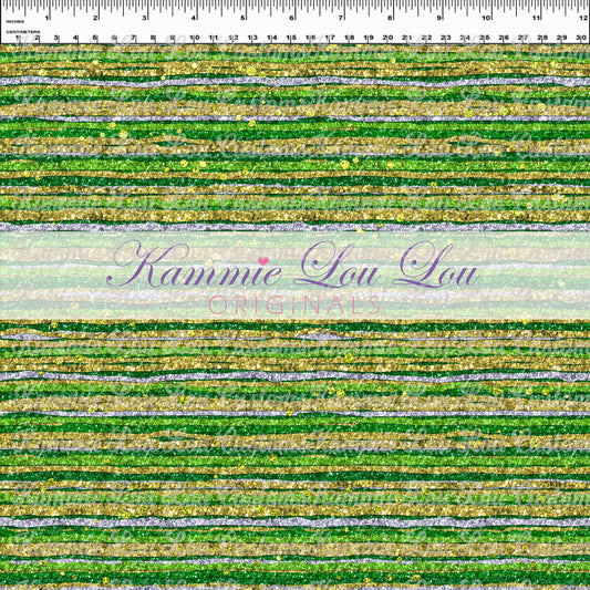 R124 - Wildflowers - Glitter Green Stripes