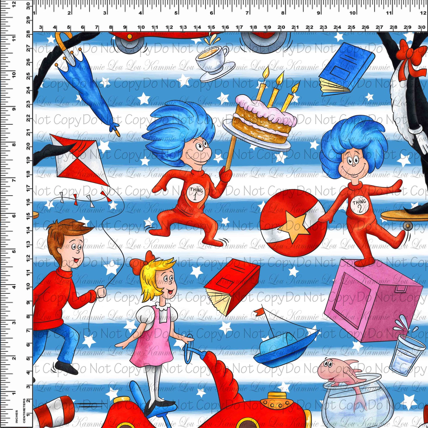 R124 Crazy Cat - One Rainy Day - Main Toss - Blue Stripes