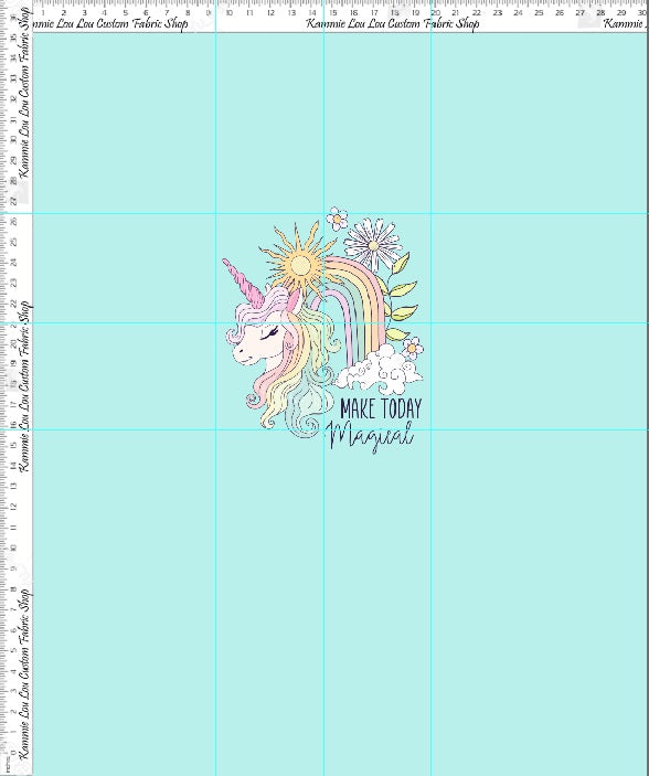Sunshine & Unicorns - Panel - Adult - Teal