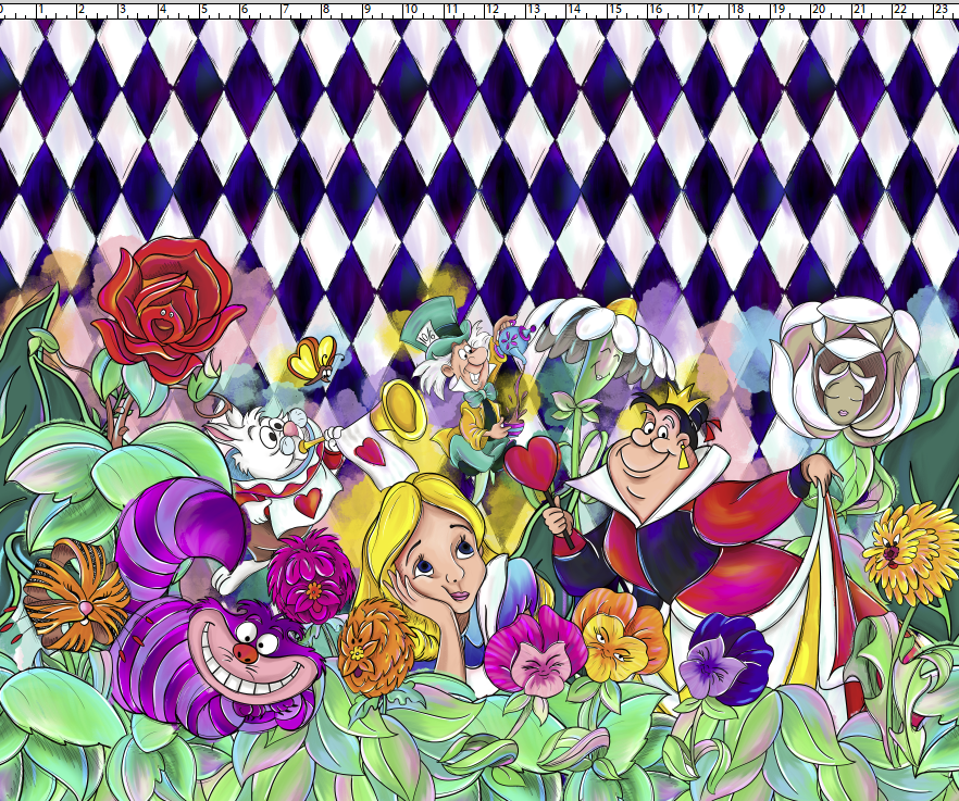 R74 Curiouser & Curiouser - Double Border Harlequin