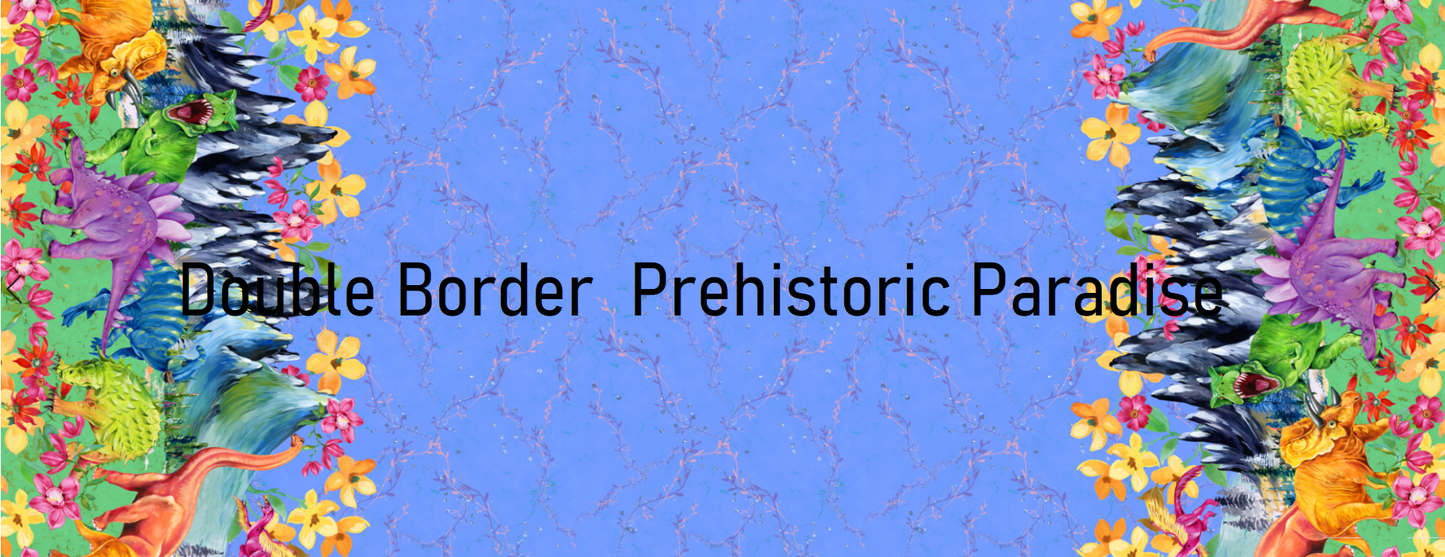 R108 Prehistoric Paradise - Double Border - Blue