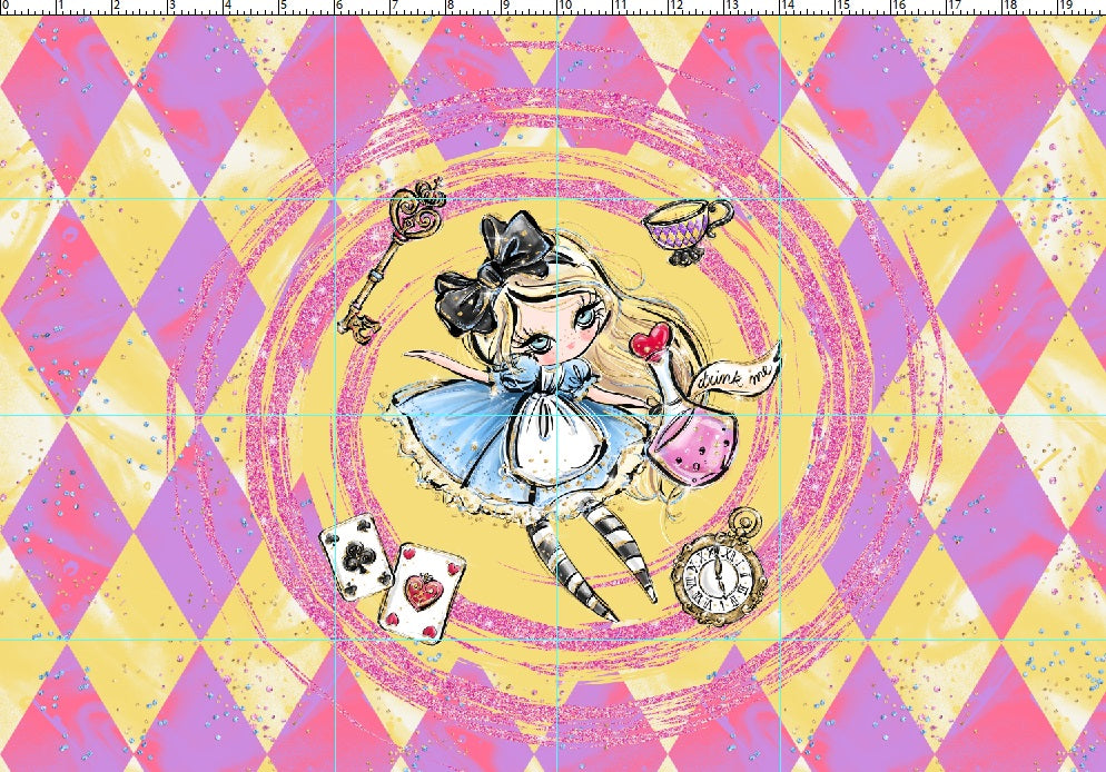 R107 Wonderland Tea Party - Panel 3 - Pastel Falling - CHILD