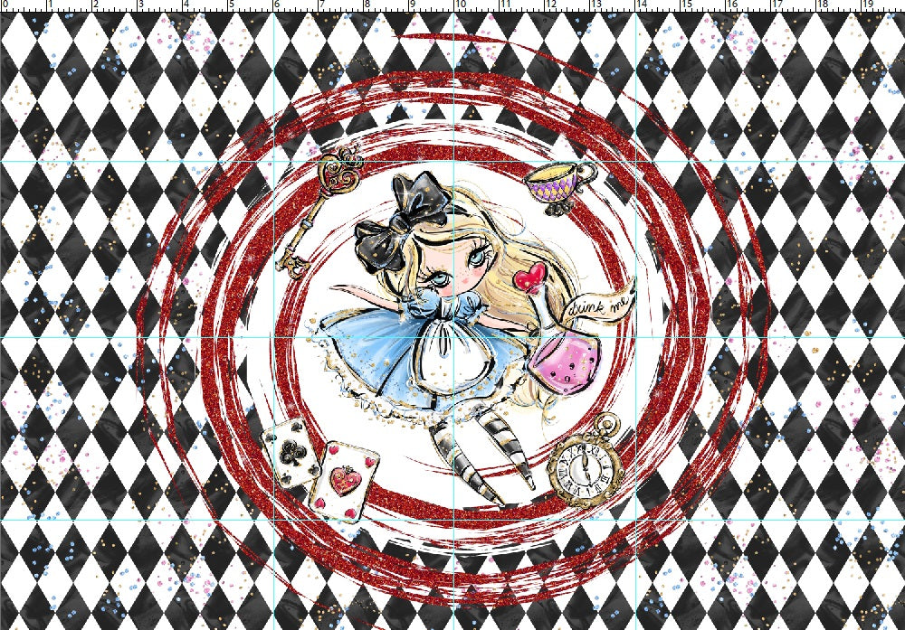 R107 Wonderland Tea Party - Panel 5 - Falling in Glitter - CHILD