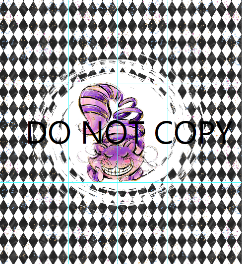 R107 Wonderland Tea Party - Panel 7 - Cat on Harlequin - CHILD